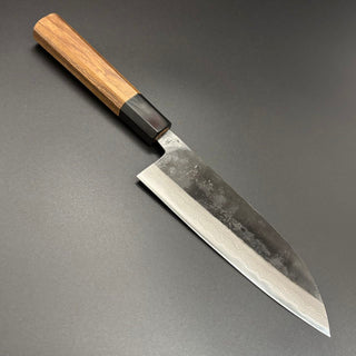 Santoku Blue-2 Kurouchi Damascus Walnut 165mm