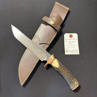 Custom knife Blue-2 Polished Deer-Antler 185mm