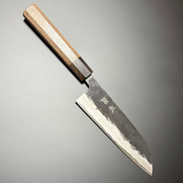 Santoku Super-Blue Kurouchi Walnut 165mm