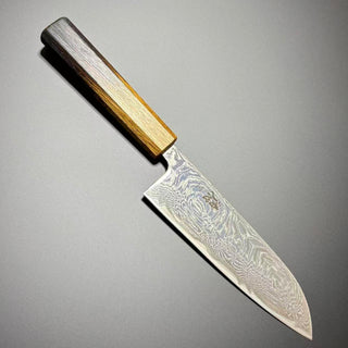 Santoku AUS-10 Damascus Oak Wood 165mm