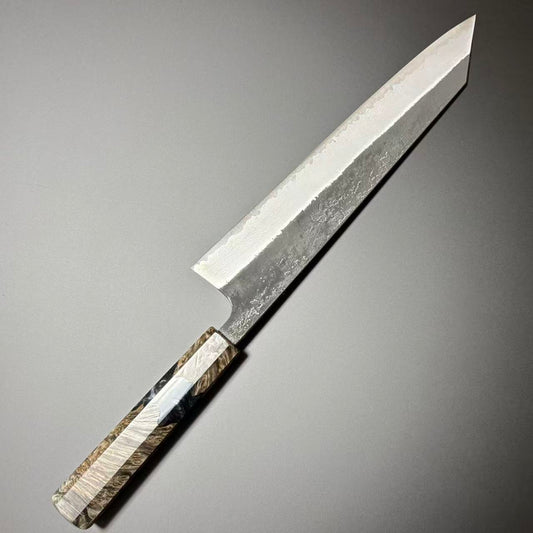 Kiritsuke Gyuto Super-Blue Kurouchi Damascus Resin 240mm