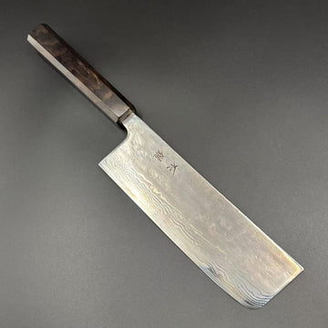 Nakiri 440C Damascus Tsuchime Ebony 165mm