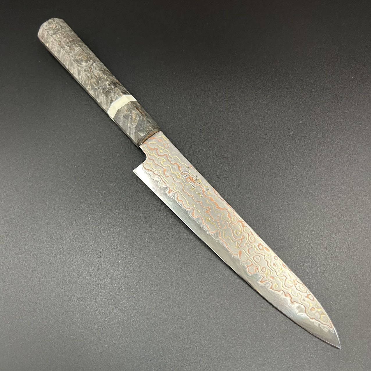 Petty Blue-2 Damascus Walnut-Resin 150mm 2-Handle-Type