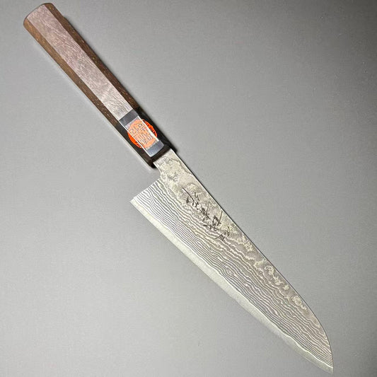 SHIGEKI TANAKA Gyuto SG2 Kurozome Damascus Walnut 180mm