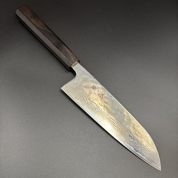 Santoku 440C Damascus Tsuchime Ebony 165mm