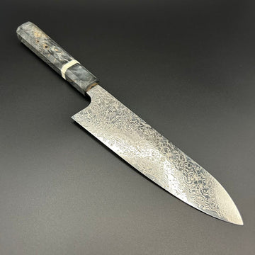 Santoku ATS-34 Damascus Resin 180mm 2-Handle-Type