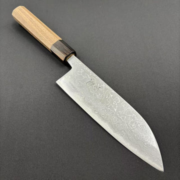 Santoku Blue-2 Damascus Walnut 165mm