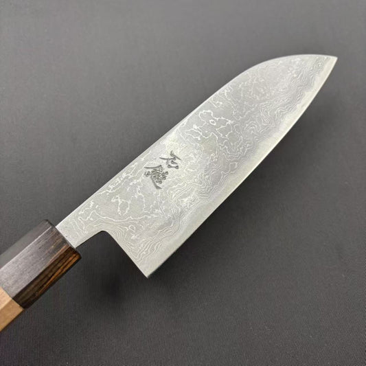 Santoku Blue-2 Damascus Walnut 165mm
