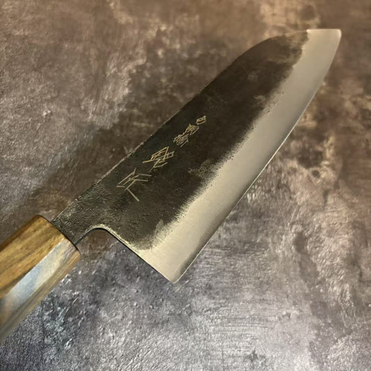 Santoku Blue-2 Kurouchi Rosewood 165mm