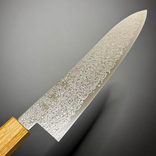 Santoku SG2 Damascus Oak Wood 180mm