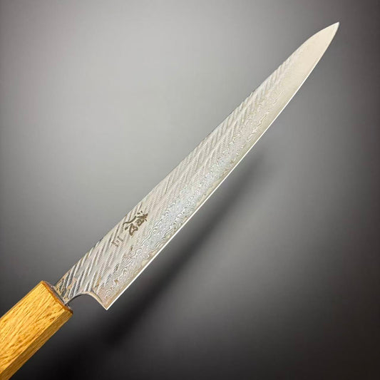 Sujihiki AUS-10 Tsuchime Damascus Oak 240mm