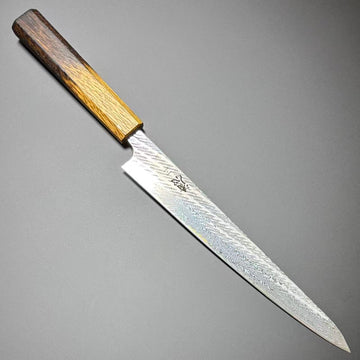 Sujihiki AUS-10 Tsuchime Damascus Oak 240mm